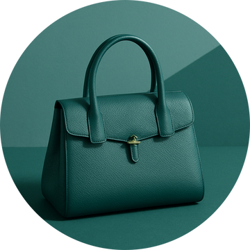 Structured teal leather top-handle bag