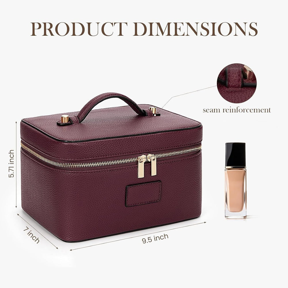 Measurement diagram of the vanity case with its stitched seams marked